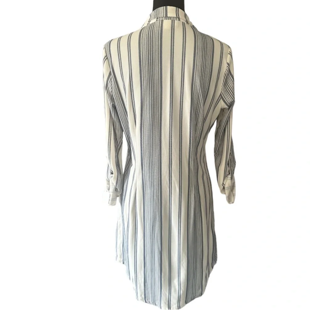 No Coment Button Down Dress With Blue White Stipes Size Large - Picture 4 of 8